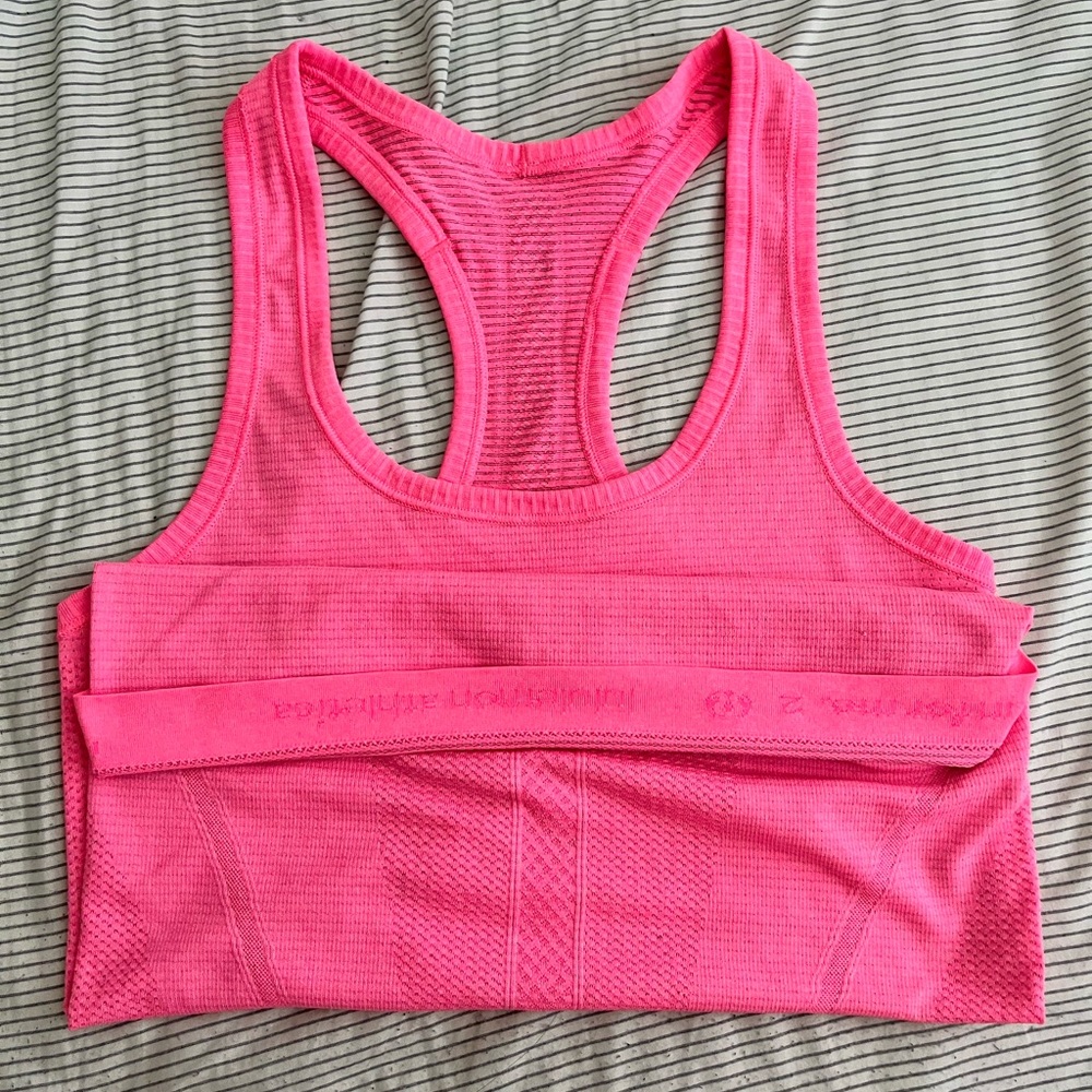 Neon hot pink lululemon swiftly tech tank size 2